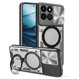 For Honor 200 Smart CD Texture Sliding Camshield Magnetic Holder Phone Case(Silver)