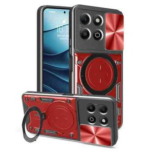 For Honor X6b 4G CD Texture Sliding Camshield Magnetic Holder Phone Case(Red)