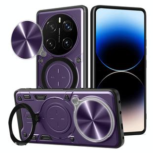 For Honor Magic7 Pro CD Texture Sliding Camshield Magnetic Holder Phone Case(Purple)