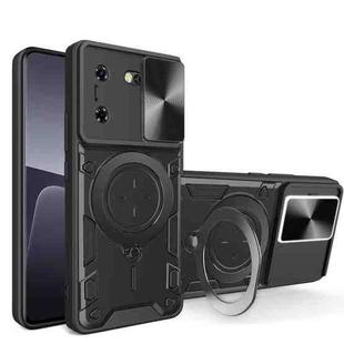 For Tecno Pova 5 CD Texture Sliding Camshield Magnetic Holder Phone Case(Black)