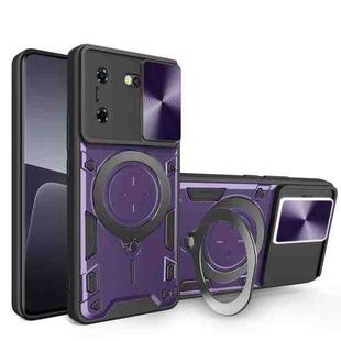 For Tecno Pova 5 CD Texture Sliding Camshield Magnetic Holder Phone Case(Purple)