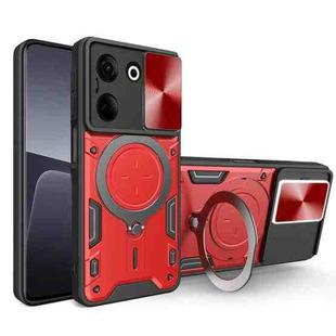 For Tecno Camon 20 4G / 20 Pro 4G CD Texture Sliding Camshield Magnetic Holder Phone Case(Red)