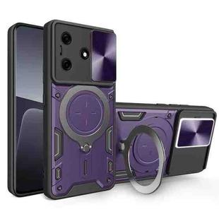 For Tecno Spark 10 / Spark 10C CD Texture Sliding Camshield Magnetic Holder Phone Case(Purple)