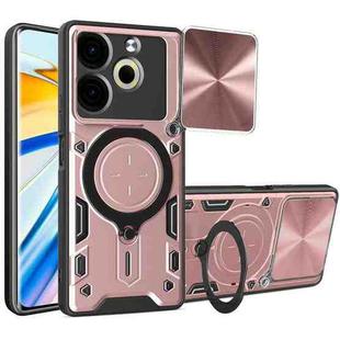 For Tecno Pova 6 Neo 4G CD Texture Sliding Camshield Magnetic Holder Phone Case(Pink)