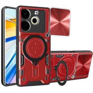 For Tecno Pova 6 Neo 4G CD Texture Sliding Camshield Magnetic Holder Phone Case(Red)