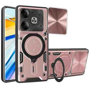 For Tecno Pova 6 4G CD Texture Sliding Camshield Magnetic Holder Phone Case(Pink)