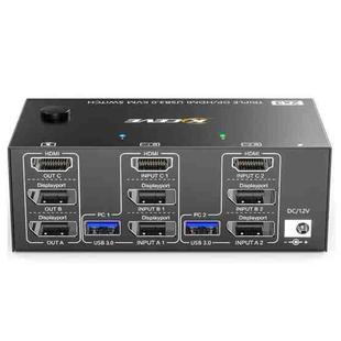 KC-KVM203DH 8K 30Hz USB3.0 DP+DP+HDMI Triple Monitors KVM Switch, US Plug