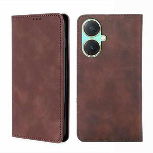 For vivo Y27 4G Skin Feel Magnetic Leather Phone Case(Dark Brown)