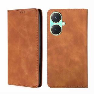 For vivo Y27 4G Skin Feel Magnetic Leather Phone Case(Light Brown)