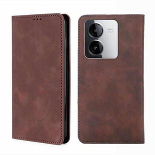 For vivo Y78T 5G / iQOO Z8x 5G Skin Feel Magnetic Leather Phone Case(Dark Brown)