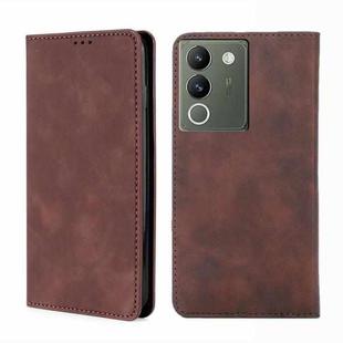 For vivo V29e 5G Skin Feel Magnetic Leather Phone Case(Dark Brown)