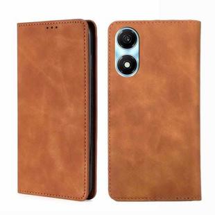 For Honor X5 Plus 4G / Play 40C Skin Feel Magnetic Leather Phone Case(Light Brown)