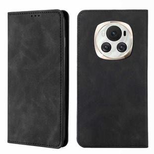 For Honor Magic6 Skin Feel Magnetic Leather Phone Case(Black)