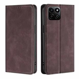 For Honor Play 60 Plus Skin Feel Magnetic Leather Phone Case(Dark Brown)