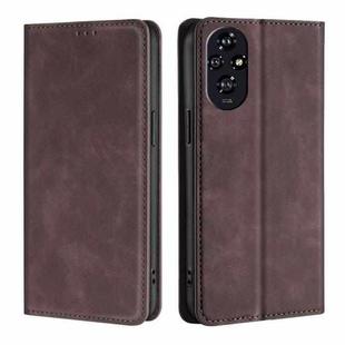 For Honor 200 5G Skin Feel Magnetic Leather Phone Case(Dark Brown)