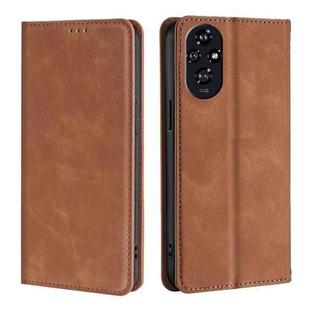 For Honor 200 5G Skin Feel Magnetic Leather Phone Case(Light Brown)