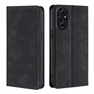 For Honor 200 5G Skin Feel Magnetic Leather Phone Case(Black)