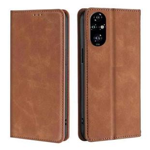 For Honor 200 Pro 5G Skin Feel Magnetic Leather Phone Case(Light Brown)