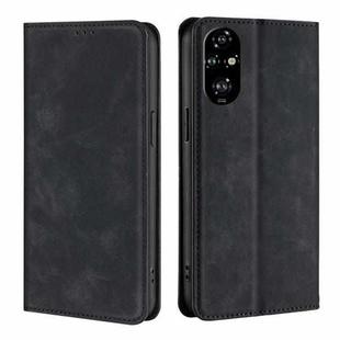 For Honor 200 Pro 5G Skin Feel Magnetic Leather Phone Case(Black)