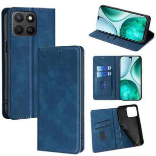 For Honor X8c 4G Skin Feel Magnetic Leather Phone Case(Blue)