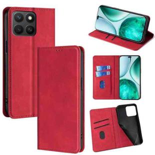 For Honor X8c 4G Skin Feel Magnetic Leather Phone Case(Red)