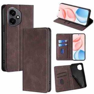 For Honor 400 Global 156.5mm Skin Feel Magnetic Leather Phone Case(Dark Brown)
