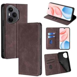For Honor 400 Pro Global 160.8mm Skin Feel Magnetic Leather Phone Case(Dark Brown)