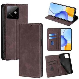 For Honor X60 GT 5G Skin Feel Magnetic Leather Phone Case(Dark Brown)