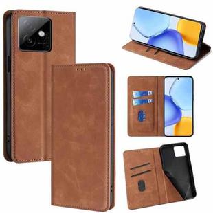 For Honor X60 GT 5G Skin Feel Magnetic Leather Phone Case(Light Brown)