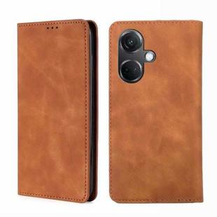 For OnePlus Nord CE3 5G Skin Feel Magnetic Leather Phone Case(Light Brown)