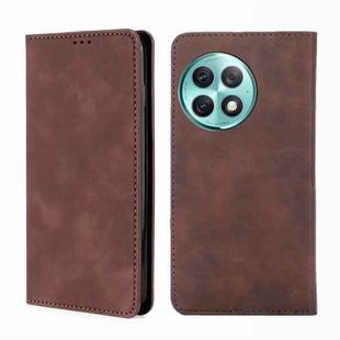 For OnePlus Ace 2 Pro Skin Feel Magnetic Leather Phone Case(Dark Brown)