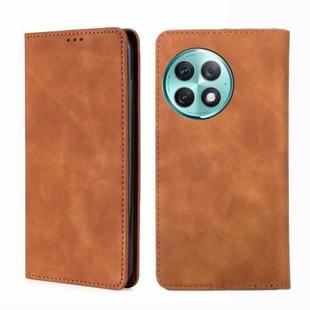 For OnePlus Ace 2 Pro Skin Feel Magnetic Leather Phone Case(Light Brown)