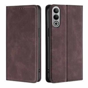 For OnePlus Nord CE4 Skin Feel Magnetic Leather Phone Case(Dark Brown)