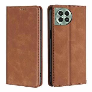 For OnePlus Ace 3 Pro 5G Skin Feel Magnetic Leather Phone Case(Light Brown)