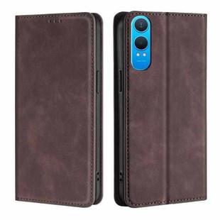 For OnePlus Nord CE 4 Lite 5G Skin Feel Magnetic Leather Phone Case(Dark Brown)