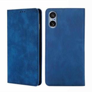 For Sony Xperia 5 V Skin Feel Magnetic Leather Phone Case(Blue)