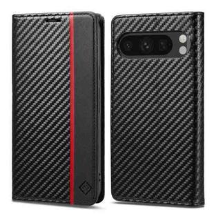 For Google Pixel 9 Pro LC.IMEEKE Carbon Fiber Leather Phone Case(Vertical Black)