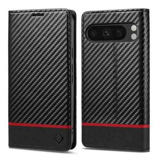 For Google Pixel 9 Pro LC.IMEEKE Carbon Fiber Leather Phone Case(Horizontal Black)