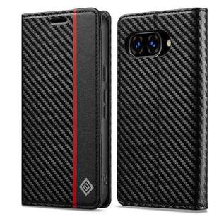 For Google Pixel 9a LC.IMEEKE Carbon Fiber Leather Phone Case(Vertical Black)