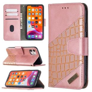 For iPhone 11 Matching Color Crocodile Texture Horizontal Flip PU Leather Case with Wallet & Holder & Card Slots(Rose Gold)