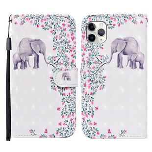 For iPhone 11 Pro Max 3D Painted Pattern Horizontal Flip Leather Case with Holder & Wallet & Card slot & Lanyard(Flower Elephant)