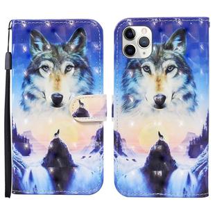 For iPhone 11 Pro Max 3D Painted Pattern Horizontal Flip Leather Case with Holder & Wallet & Card slot & Lanyard(Sunrise Wolf)