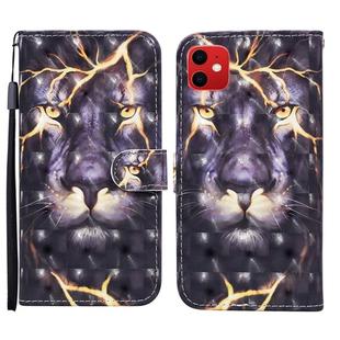 For iPhone 11 3D Painted Pattern Horizontal Flip Leather Case with Holder & Wallet & Card slot & Lanyard(Thunder Lion)