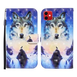 For iPhone 11 3D Painted Pattern Horizontal Flip Leather Case with Holder & Wallet & Card slot & Lanyard(Sunrise Wolf)