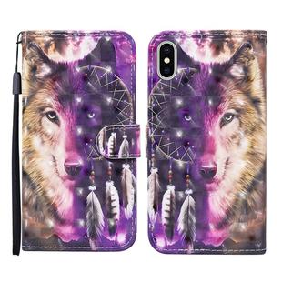 For iPhone XS Max 3D Painted Pattern Horizontal Flip Leather Case with Holder & Wallet & Card slot & Lanyard(Wind Chime Wolf)
