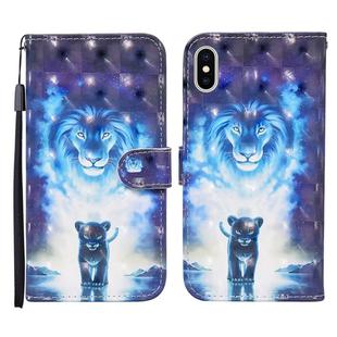 For iPhone XS Max 3D Painted Pattern Horizontal Flip Leather Case with Holder & Wallet & Card slot & Lanyard(Lion)