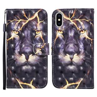 For iPhone XS Max 3D Painted Pattern Horizontal Flip Leather Case with Holder & Wallet & Card slot & Lanyard(Thunder Lion)