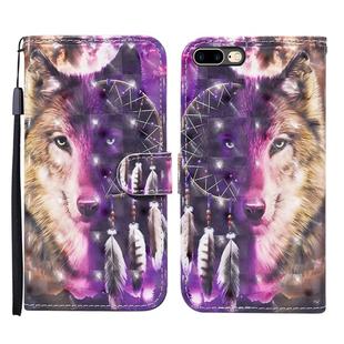 For iPhone 8 Plus / 7 Plus 3D Painted Pattern Horizontal Flip Leather Case with Holder & Wallet & Card slot & Lanyard(Wind Chime Wolf)