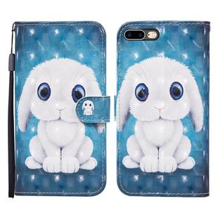 For iPhone 8 Plus / 7 Plus 3D Painted Pattern Horizontal Flip Leather Case with Holder & Wallet & Card slot & Lanyard(Rabbit)