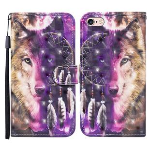 For iPhone SE 2022 / SE 2020 / 8 / 7 3D Painted Pattern Horizontal Flip Leather Case with Holder & Wallet & Card slot & Lanyard(Wind Chime Wolf)